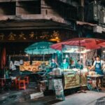 Street food market Asian night market
