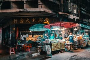 Street food market Asian night market