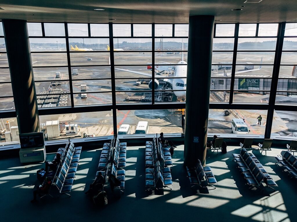 Travellers at a Japanese airport